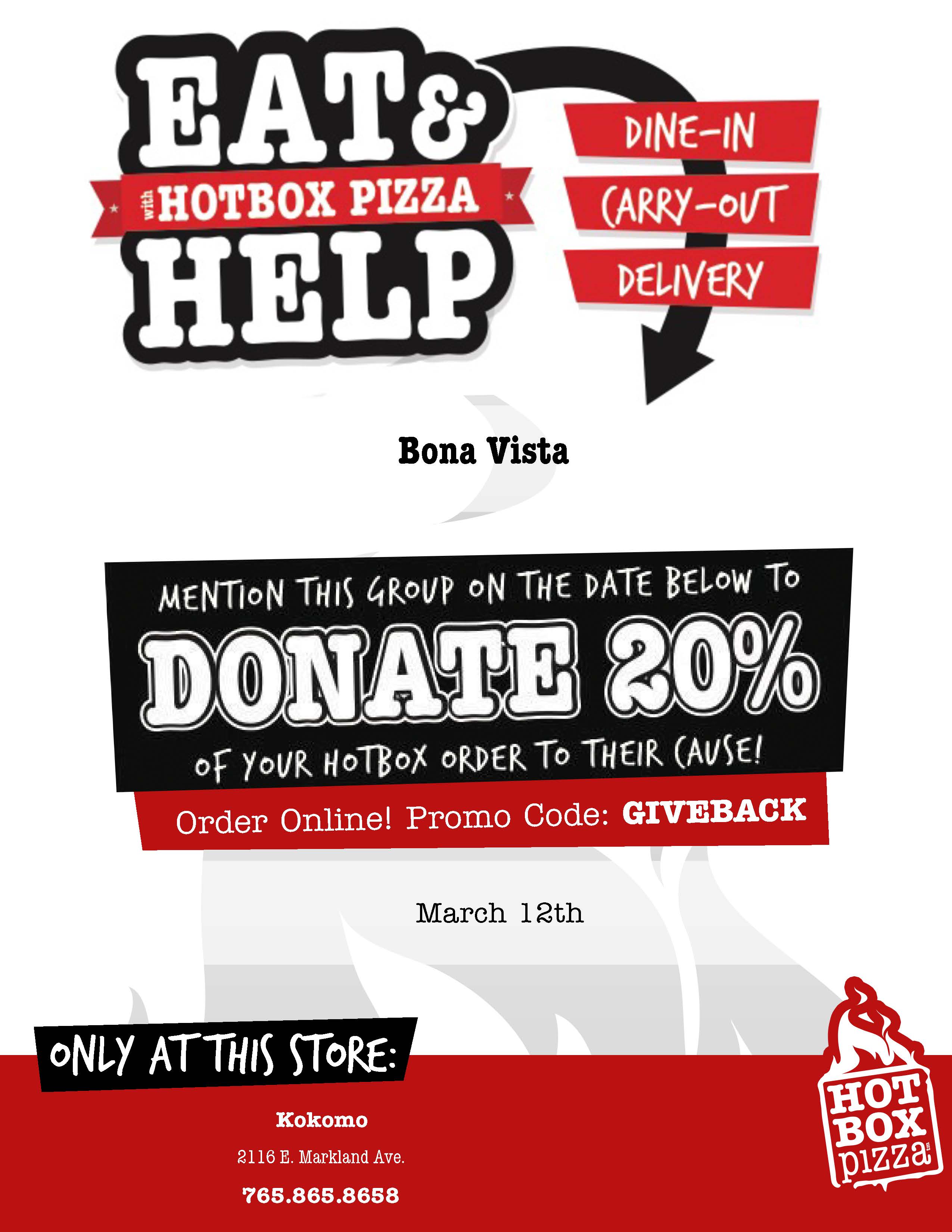 Hot Box Pizza March 12
